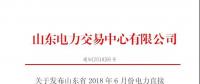 山東省2018年6月份電力直接交易（雙邊協(xié)商）結(jié)果