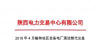 陜西2018年4-6月榆林地區(qū)自備電廠清潔替代 交易執(zhí)行情況