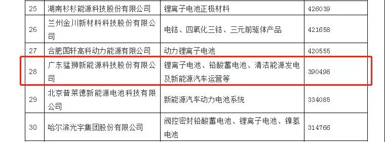 猛獅科技榮登2017年度中國電池行業(yè)百強企業(yè)榜