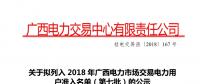 2018年廣西電力市場交易電力用戶準(zhǔn)入公示名單(第七批)