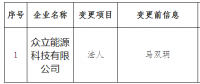 四川公示眾立能源科技有限公司的法人變更申請(qǐng)