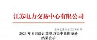 2023年8月份江蘇電力集中競價交易結果公布